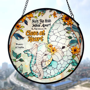 Personalized Gift For Mom Stained Glass, Mom & Baby Elephant Embracing With Trunk 02qhdt080325-Homacus