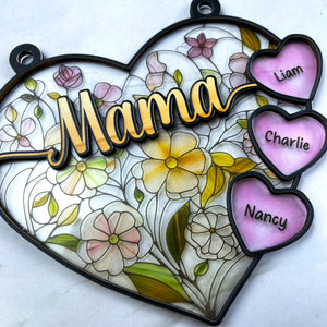 Personalized Gifts For Mom Suncatcher Ornament, Soft Vibrant Flower Heart 01qhti270225-Homacus