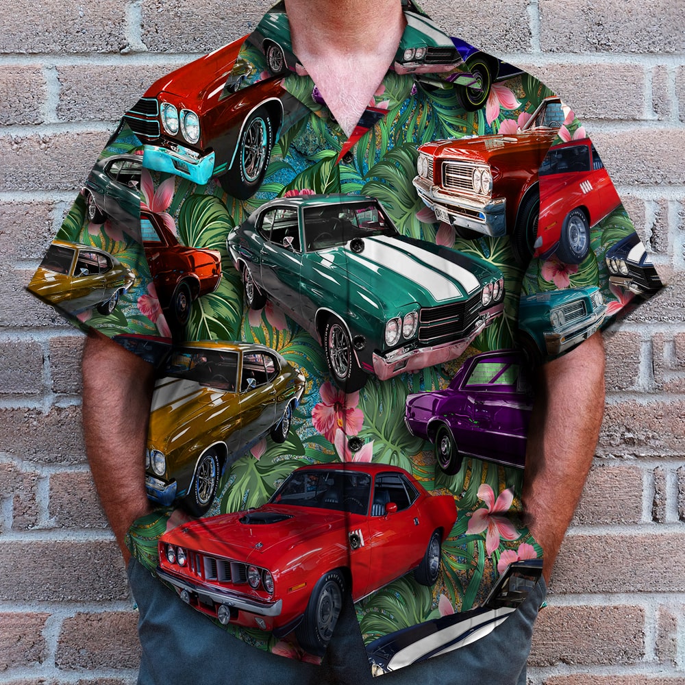 Muscle Car Hawaiian Shirt - Custom Car Photo Shirt - Floral Pattern (Car0902)-Homacus