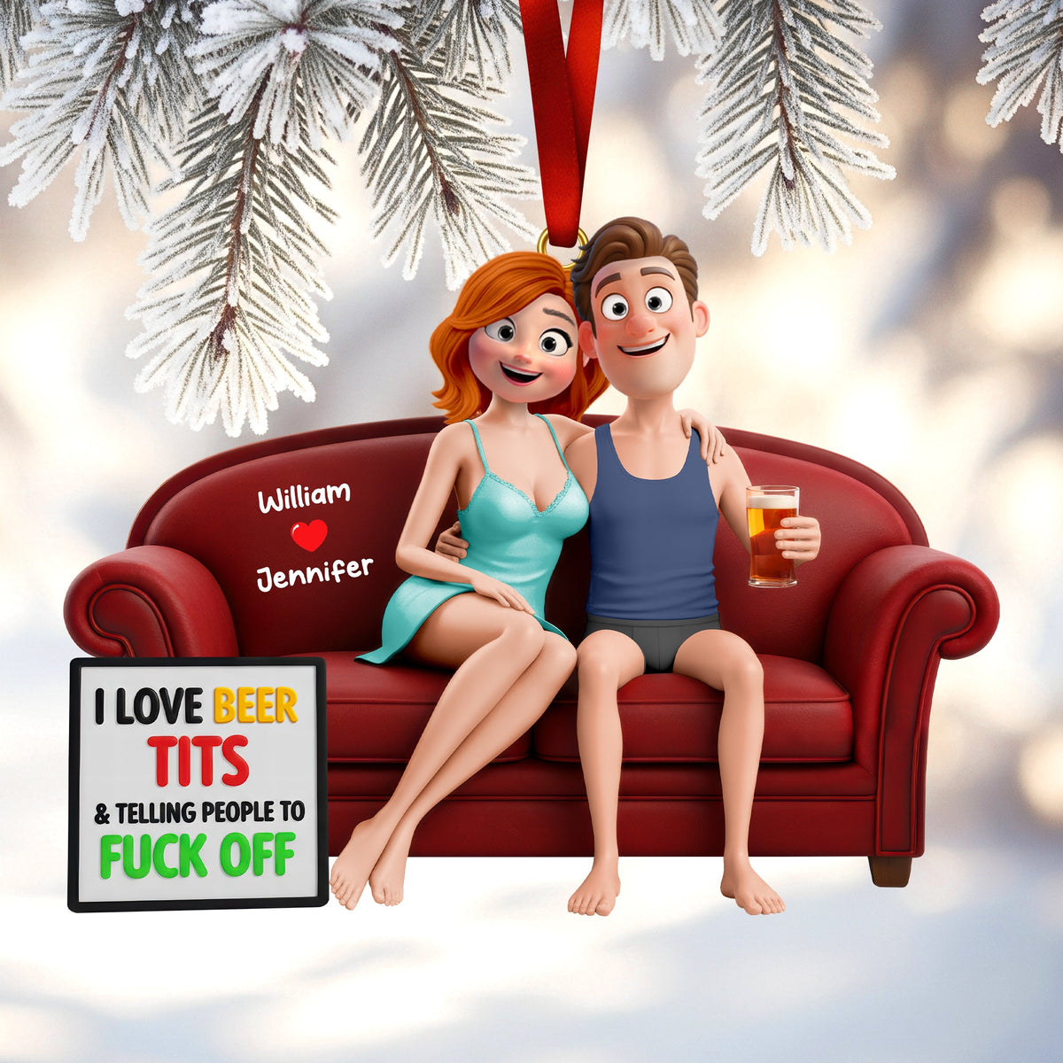 Naughty Couple Christmas Ornament - Personalized Gifts For Couple 10kiqn151125-Homacus