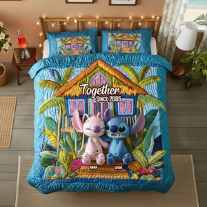 Lovely Couple Quilt Bedding Set - Personalized Gifts For Couples 01NATN271125-Homacus