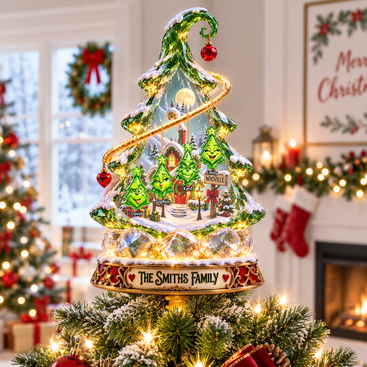 Whimsical Family Acrylic Christmas Tree Topper - Personalized Gifts For Family 03ohqn070926