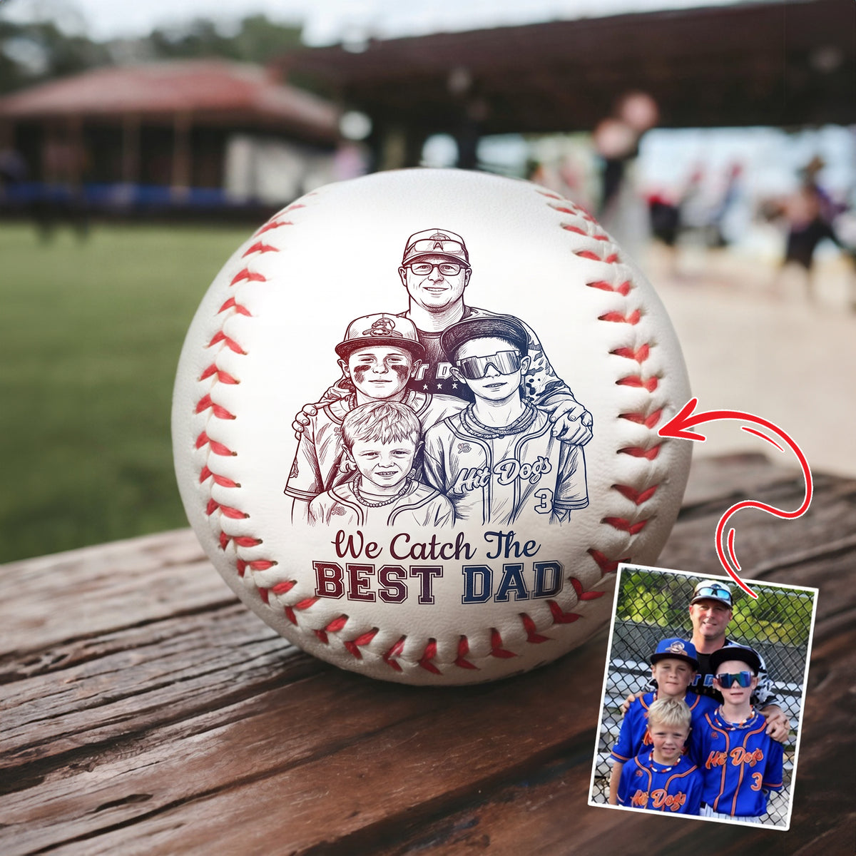 Catch The Best Dad Baseball Ball Custom Photo Gifts For Baseball Dad 05qhlu090526-Homacus
