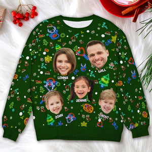 Personalized Custom Photo Christmas Gifts For Family Neon Ugly Sweater 05KALU041124-Homacus