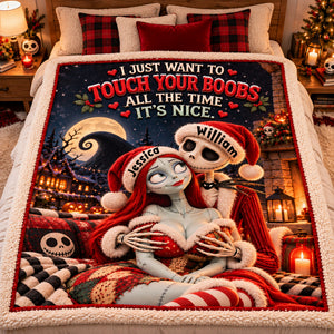 Cheeky Horror Couple Blanket - Personalized Gifts For Couple Christmas Blanket 02NALU121026-Homacus