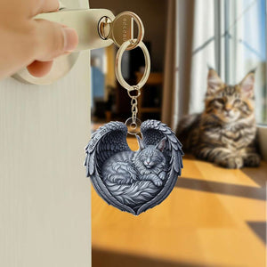 Cat In Heaven Acrylic Keychain- Personalized Gifts For Cat Lovers 01OHLU190625-Homacus