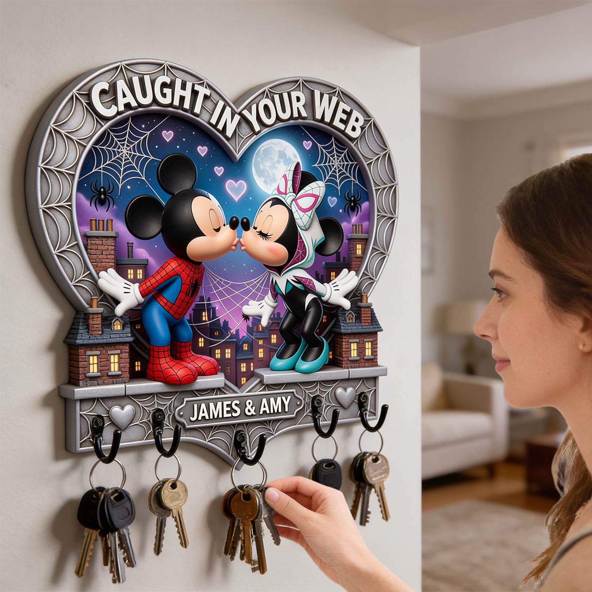 Caught In Your Web Acrylic Key Hanger - Personalized Gifts For Couple 03nadh040826-Homacus