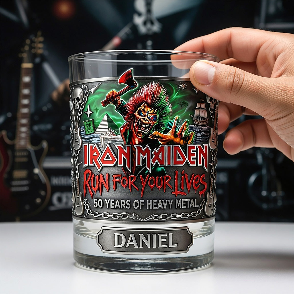 Heavy Metal 50th Anniversary Whiskey Glass - Personalized Gifts For Rock Lovers 03KIMG100326-Homacus