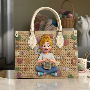 Crochet Girl Leather Bag - Personalized Gifts For Crochet Lovers 07nalu171225-Homacus