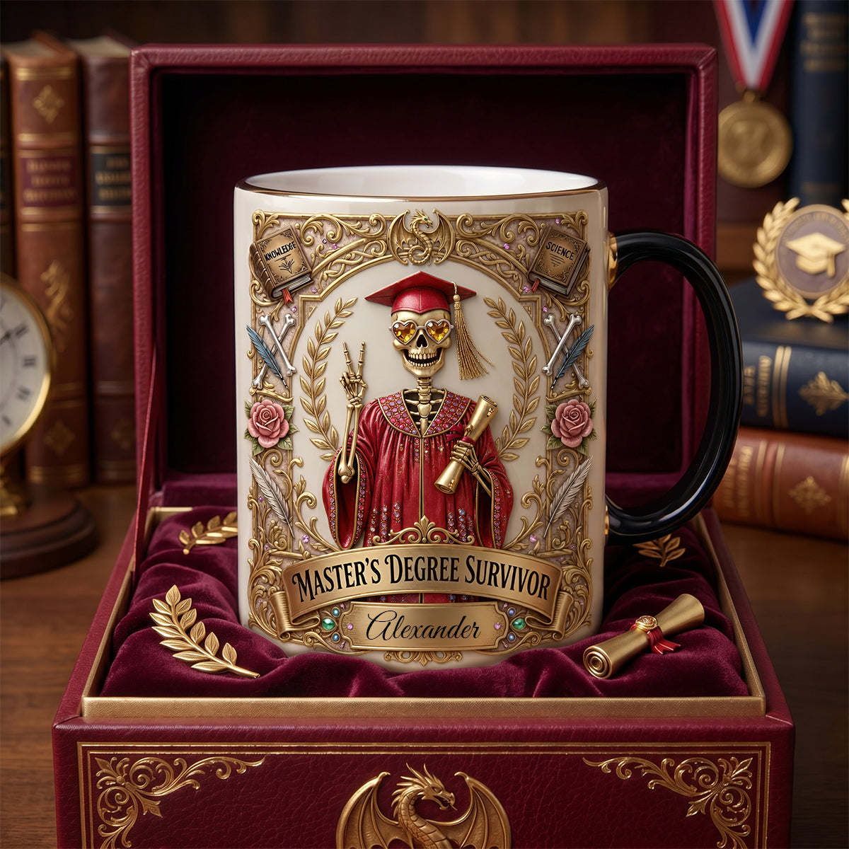 Lovely Skeleton Celebrate Graduation Magic Mug - Personalized Gifts For Graduates 02tydh250426-Homacus