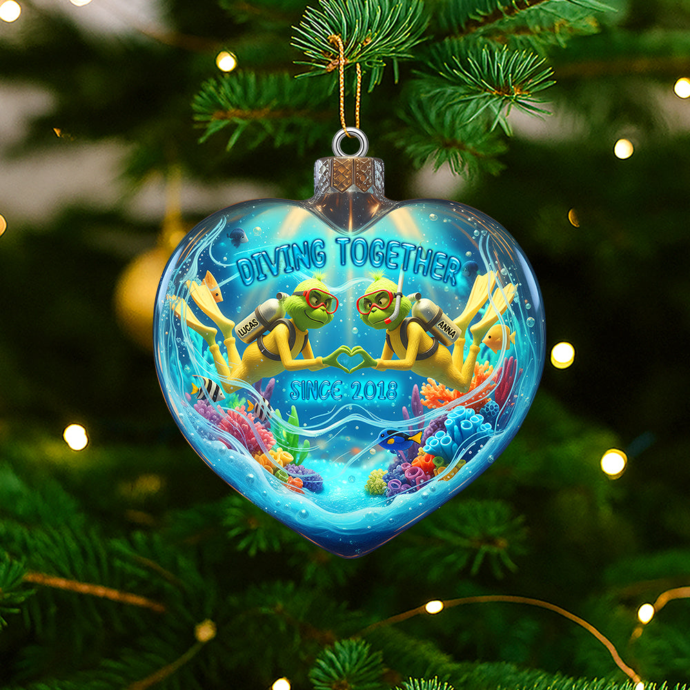 Green Scuba Diving Couple Ornament - Personalized Gifts For Scuba Diving Couple 01qhtn260925-Homacus