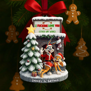 Playful Cartoon Couple Ornament - Personalized Christmas Gifts For Couple 06OHLU280825-Homacus