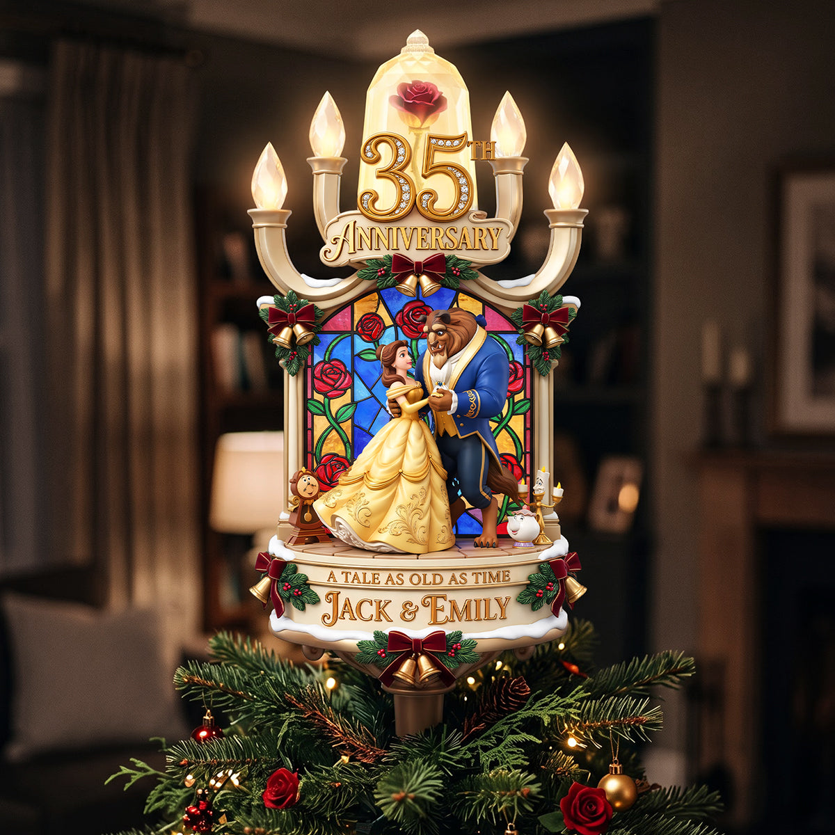 Enchanted Love 35th Anniversary Tree Topper - Personalized Christmas Gifts For Couple 07hata061026-Homacus