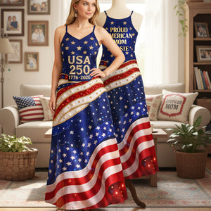 Proud American Mom - Celebrated America 250th Anniversary Suspender Maxi Dress - Personalized Gifts For Moms 04tota230326-Homacus