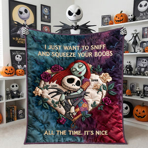Spooky Romantic Couple Blanket, Personalized Gifts For Couple 03qhtn101225-Homacus