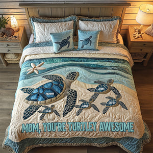 Personalized Gifts For Mom Quilt Bed Set, Turtley Awesome 01tgtn090425-Homacus