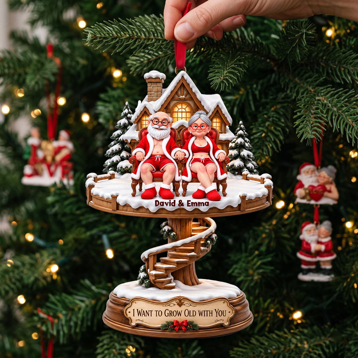 Lovely Old Couple Acrylic Ornament - Personalized Christmas Gifts For Couples 04ohlu131026-Homacus