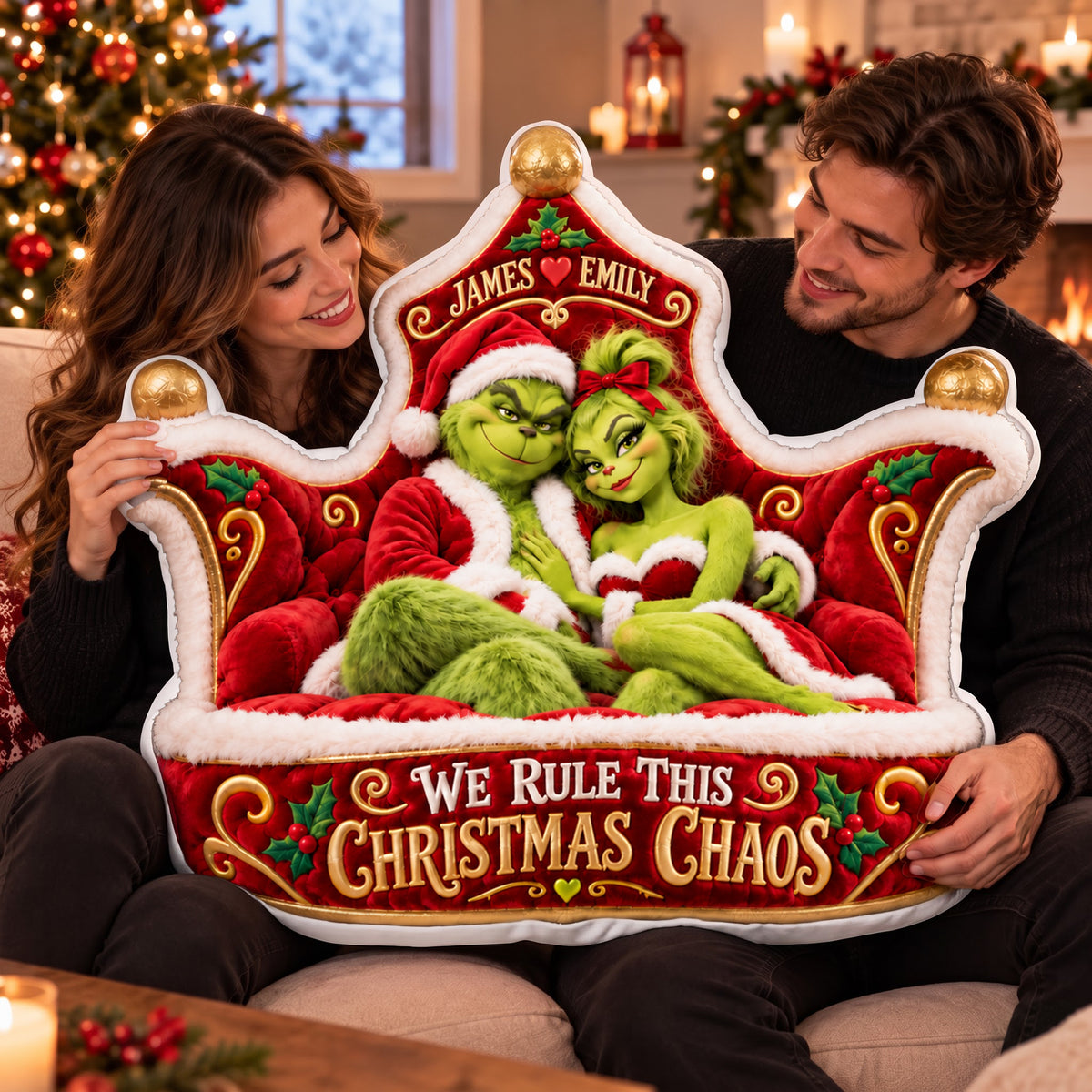 Mischievous Christmas Couple Pillow - Personalized Gifts For Couple 01halu091026-Homacus