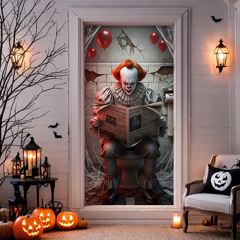 Creepy Toilet Scene Door Cover - Personalized Halloween Gifts For Horror Movie Fans 05hyqn190825-Homacus