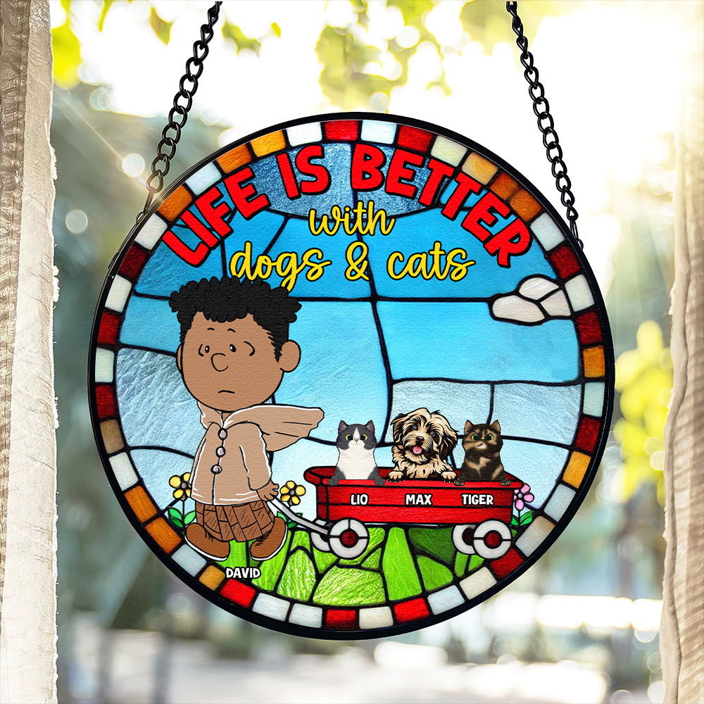 Dog, Cat Stained Glass Ornament Personalized Gifts For Pet Lovers-Homacus