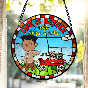 Dog, Cat Stained Glass Ornament Personalized Gifts For Pet Lovers-Homacus