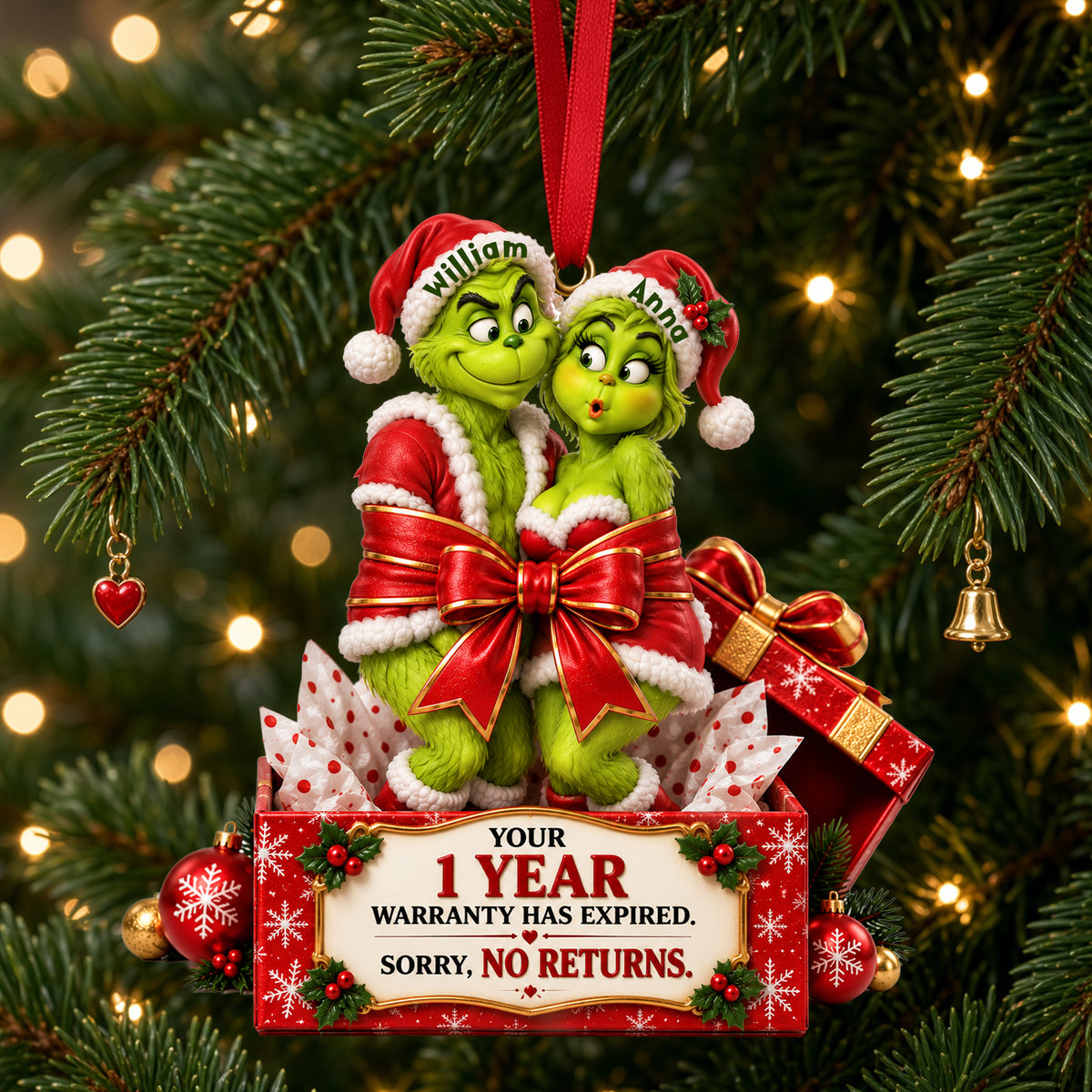 Couple Wrapped In A Bow Ornament - Personalized Christmas Gift For Couples 07NALU160926-Homacus
