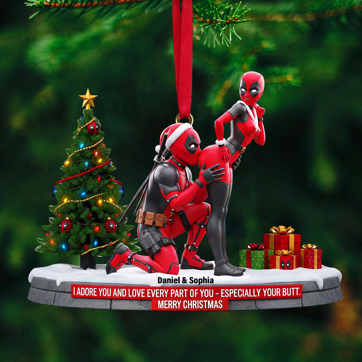Funny Red Masked Couple Ornament - Personalized Gifts For Couple 03ohlu150925-Homacus