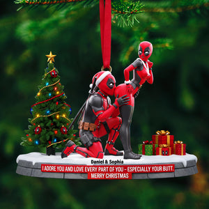 Funny Red Masked Couple Ornament - Personalized Gifts For Couple 03ohlu150925-Homacus