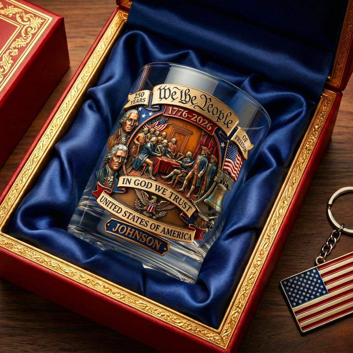 250th Anniversary 11oz Round Glass - Personalized Patriotic Gifts 02tyqn270226-Homacus
