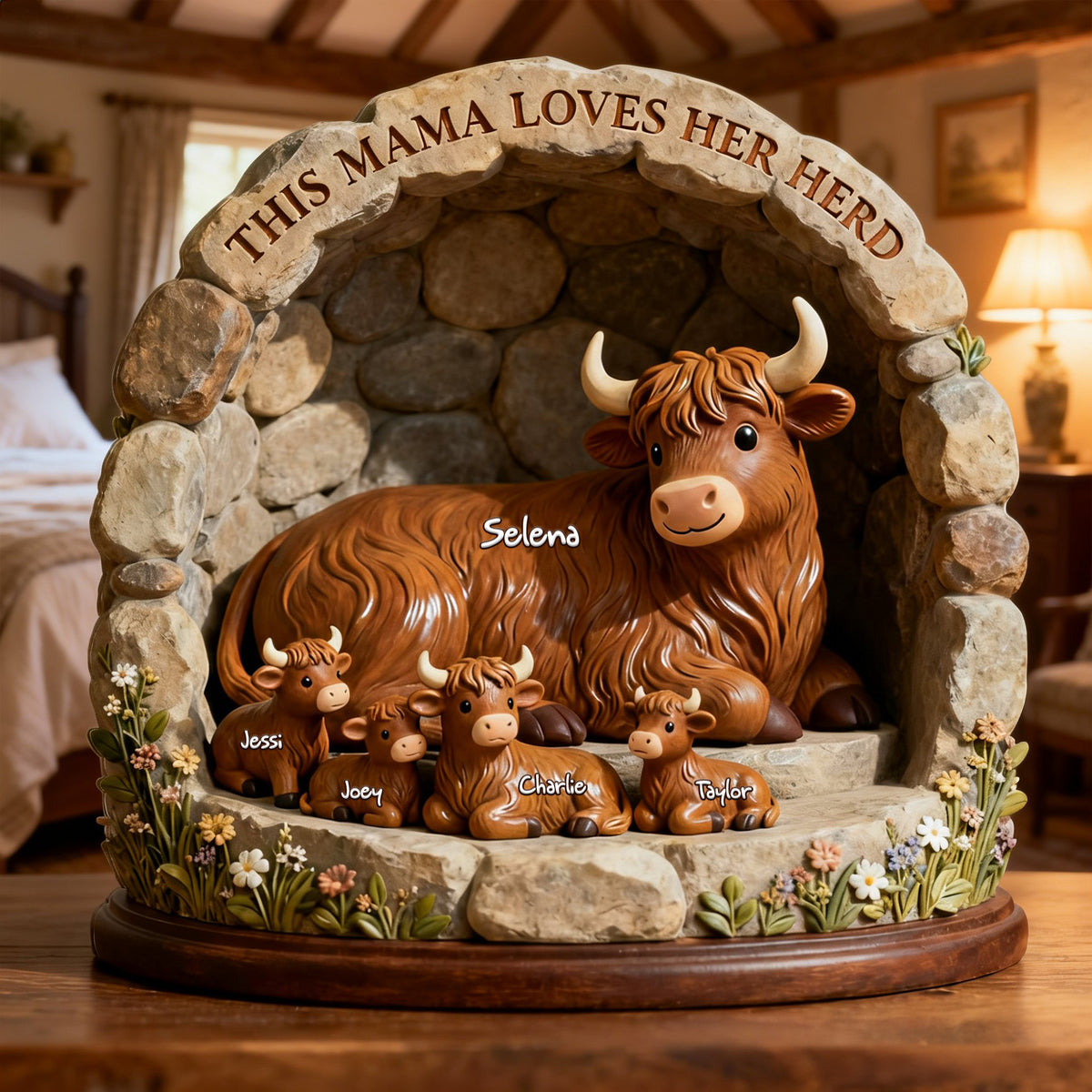 Highland Cow Family Acrylic Plaque - Personalized Gifts For Mom 03KILU050226-Homacus