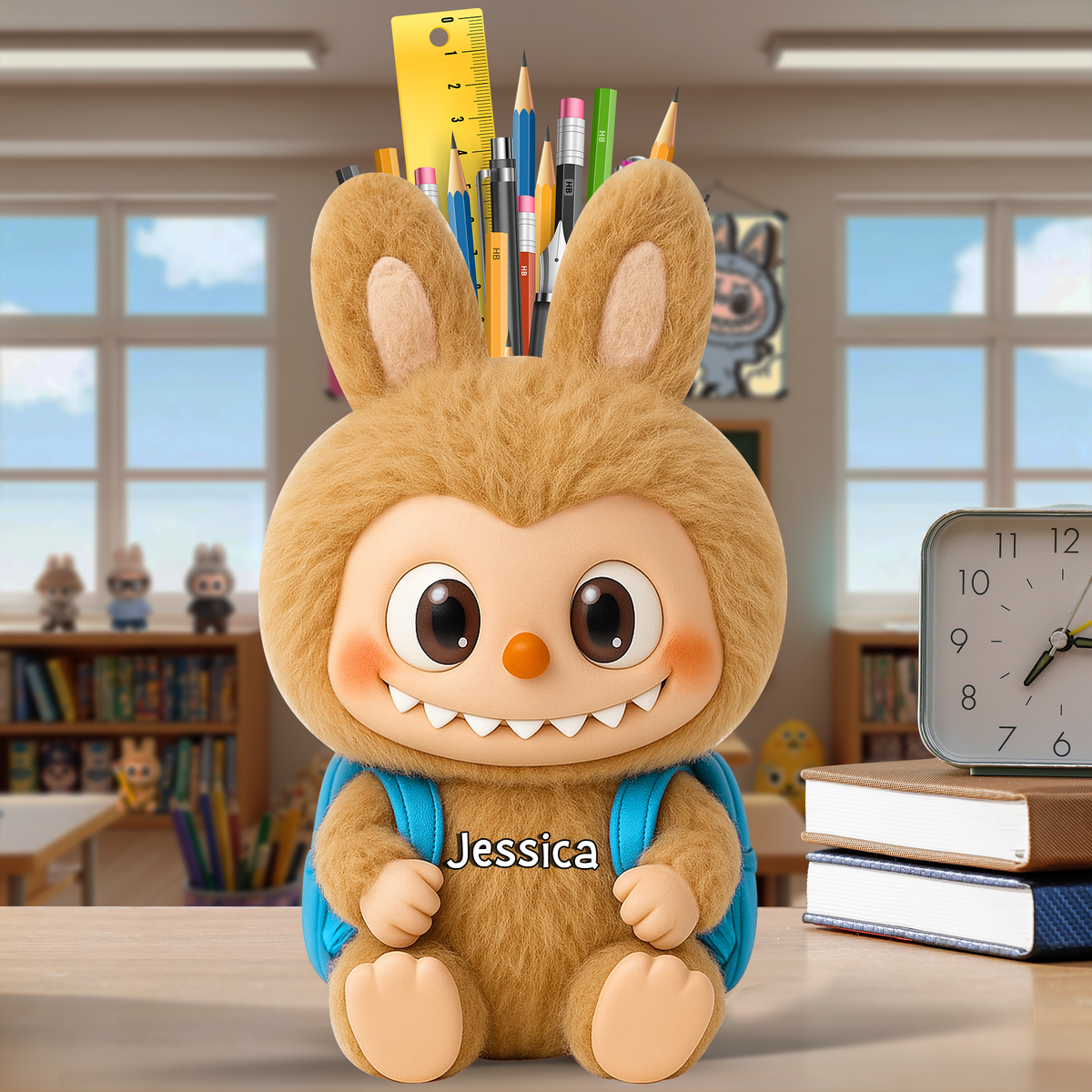 Cute Bunny Wooden Pen Holder Personalized Gifts For Kids 01NALU240725-Homacus