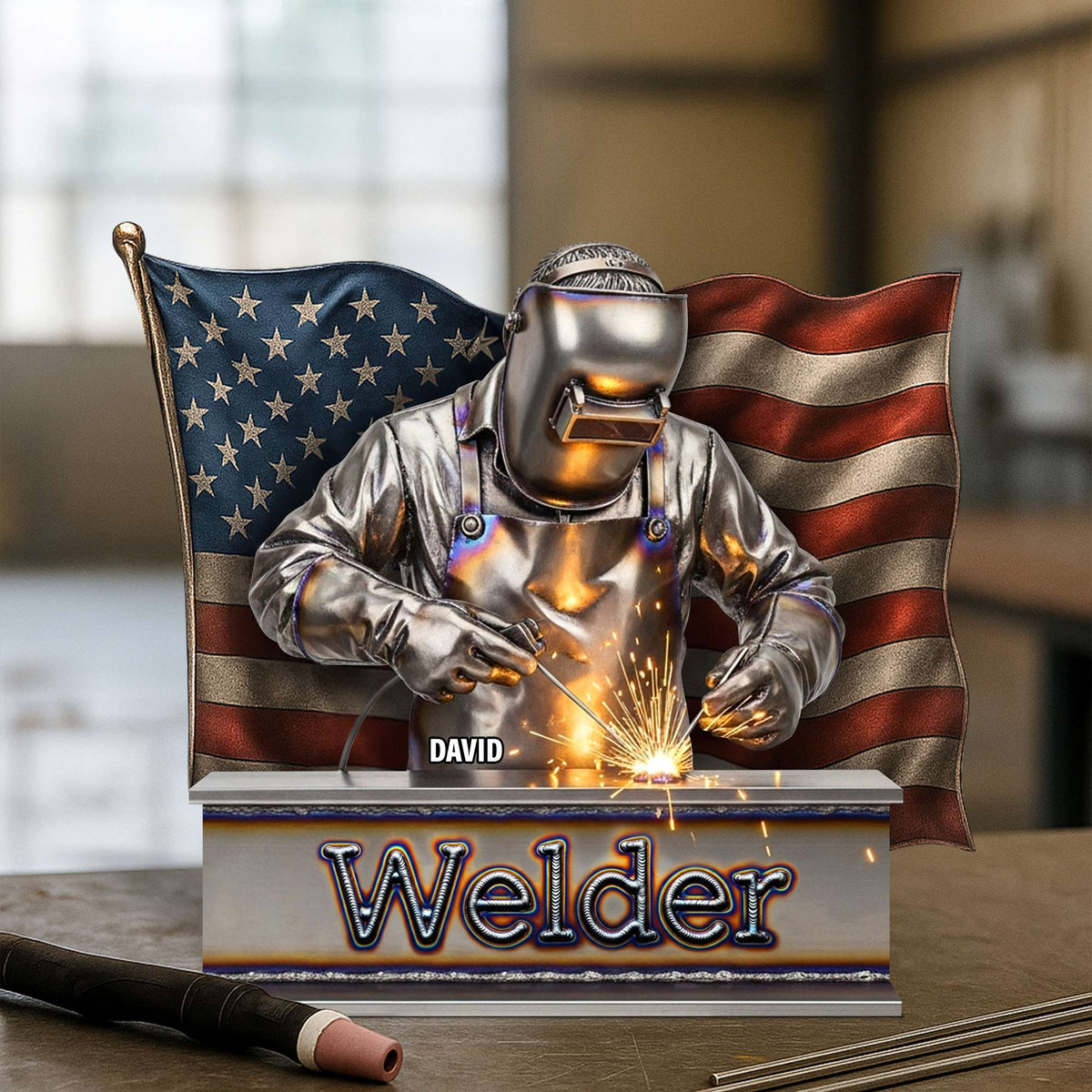 Proud American Welder Acrylic Plaque - Personalized Gifts For Welder 03QHTN100625-Homacus