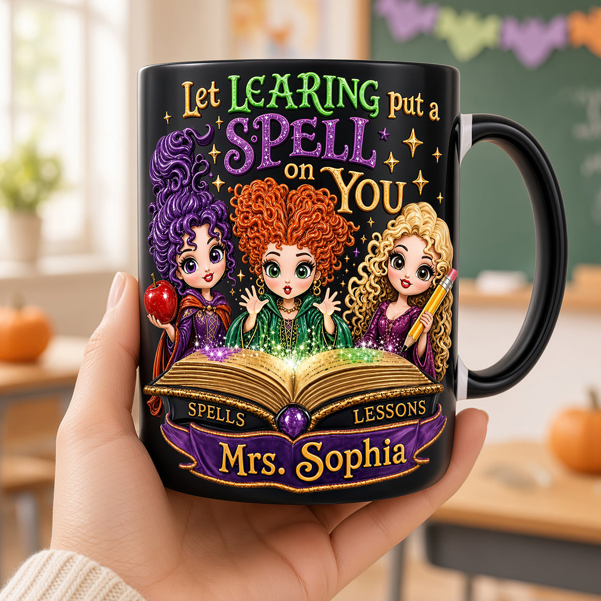 Spooky Witch Spell Accent Mug - Personalized Halloween Gifts 04hudt270826