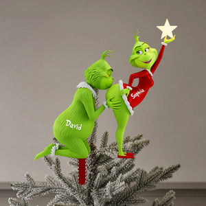 Cheeky Kisses Couple Christmas Tree Topper - Personalized Gift For Couples 04OHLU191125-Homacus