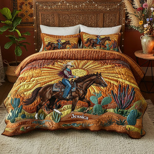 Desert Sunset Cowgirl Quilt Bedding Set Special Line - Personalized Gifts For Cowgirl 05nalu191225-Homacus