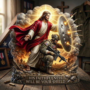 Christian Soldier Shield Acrylic Plaque - Personalized Gifts For Veteran 05NALU300326-Homacus