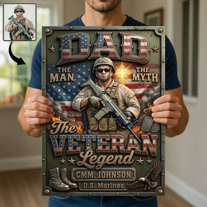 Patriotic Veteran Dad Metal Sign - Personalized Custom Photo Gifts For Dads 03HUQN200526-Homacus