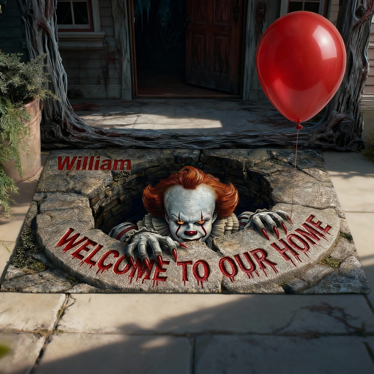 Welcome To Our Home Shaped Doormat - Personalized Gift For Horror Lovers 07TGLU280126-Homacus