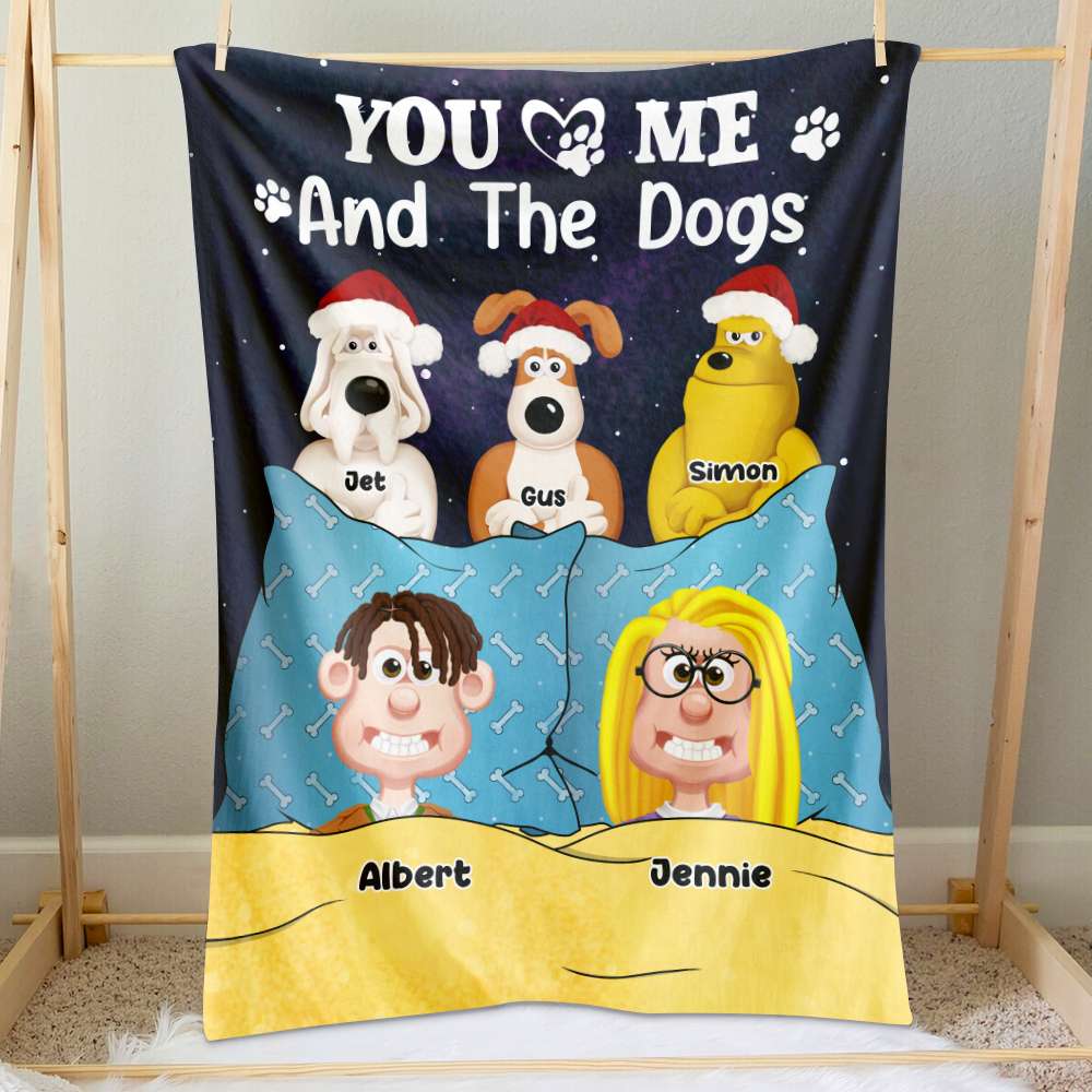 Personalized Gifts For Movie Lover Blanket Couple and Dogs 04XQLU101224PA-Homacus