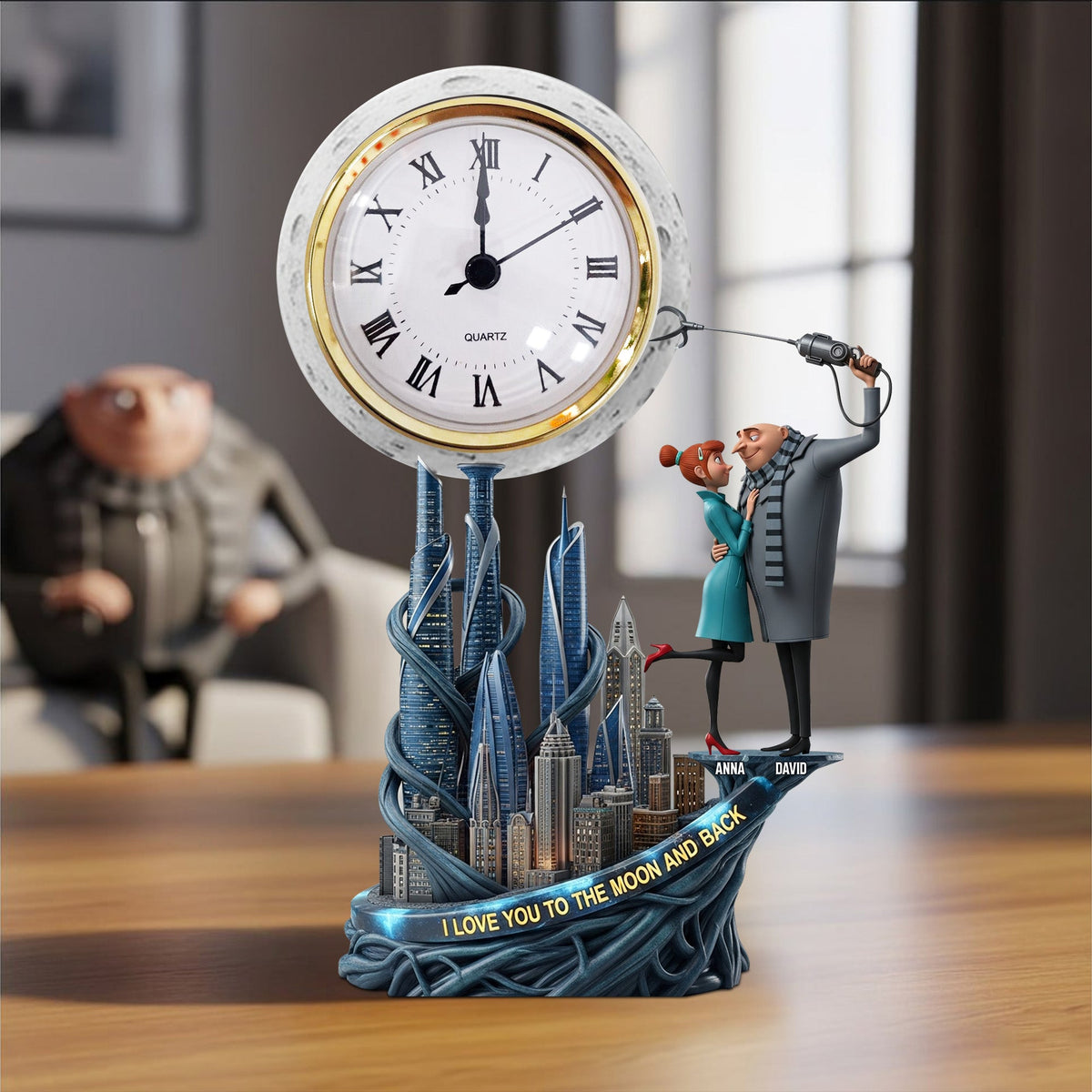 Moon Couple Desk Clock Plaque - Personalized Gifts For Couple 02tgtn050625-Homacus