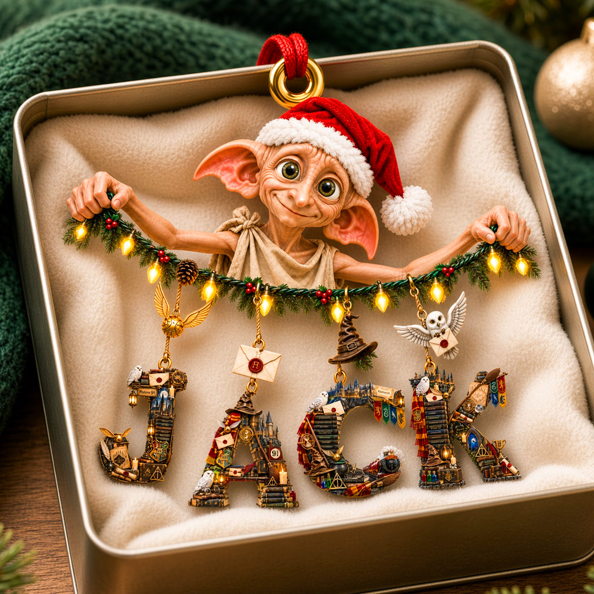 Mystery Elf Library Alphabet Custom Name Ornament - Personalized Christmas Gift 01ohdh250926