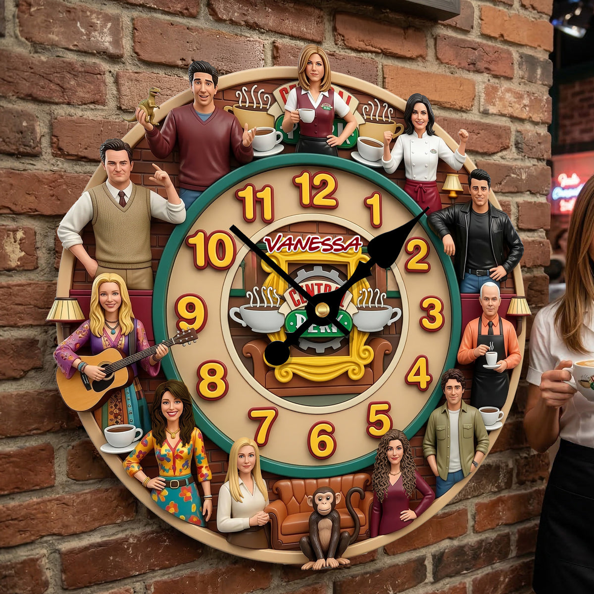 Retro Coffee Shop Squad Wall Clock - Personalized Gifts For Sitcom Lover Wall Clock 02NAMG140326-Homacus