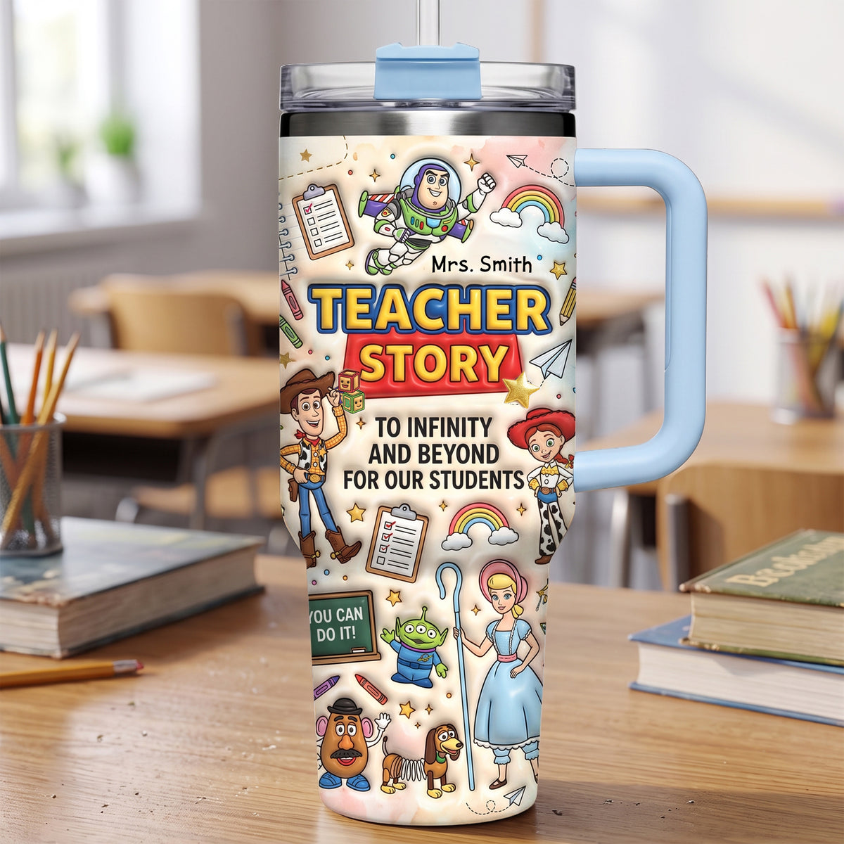 Devoted Teacher 40oz Tumbler With Handle - Personalized Gifts For Teachers 02QHLU220726-Homacus