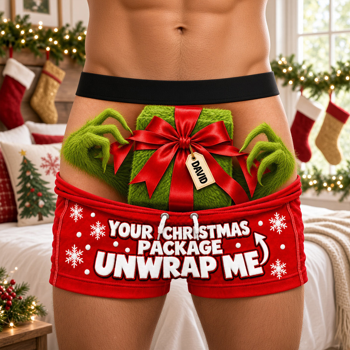 Funny Christmas Unwrap Men's Boxers - Personalized Gifts For Him 03ohtn211026-Homacus