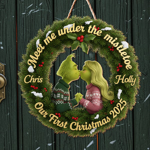 Kissing Couple Christmas Wood Sign - Personalized Gifts For Couple 07hyta031125-Homacus