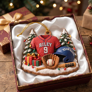 Batter Up Wood Effect Ornament, Personalized Gifts For Sport Lovers 04QHTN141026-Homacus