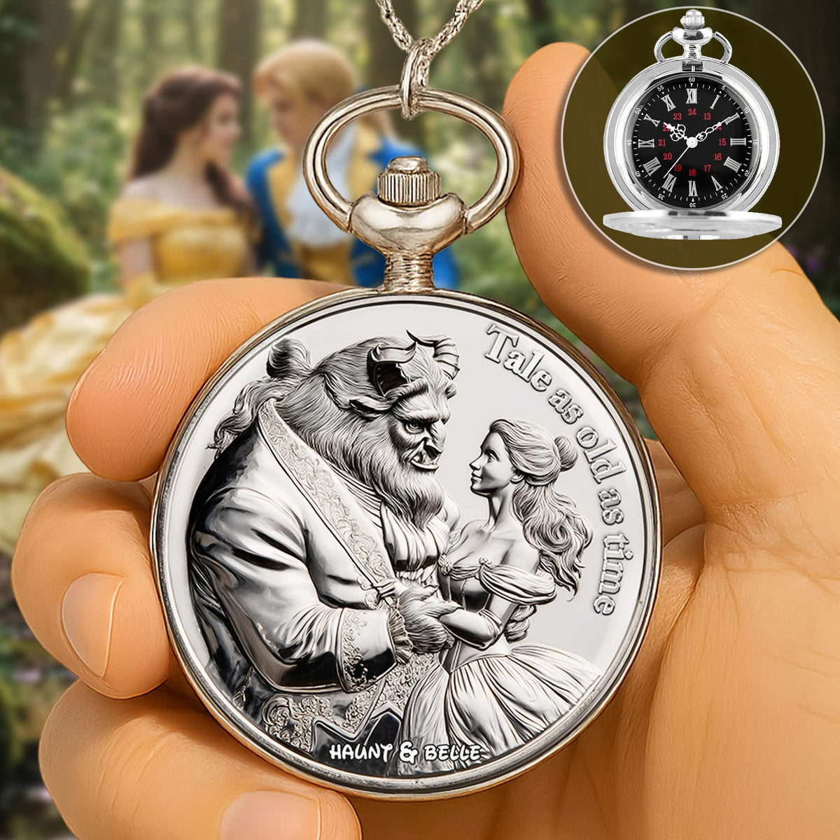 Tale As Old As Time Pocket Watch - Personalized Gift For Couples 05TGLU190625-Homacus