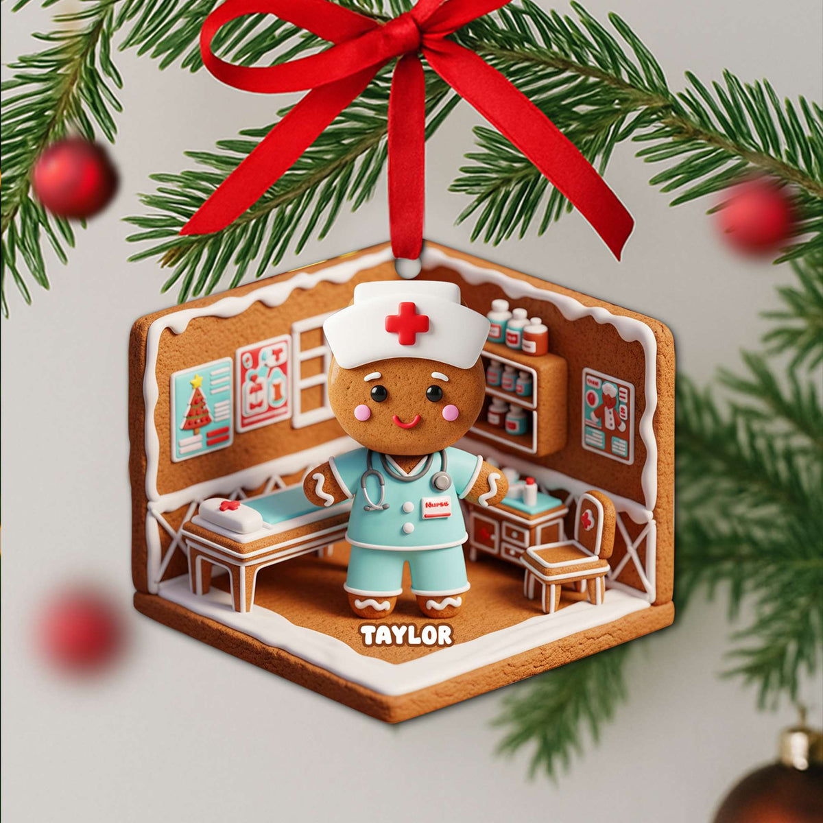 Nurse Gingerbread Christmas Wood Ornament - Personalized Gift For Nurses 06PGLU160825-Homacus