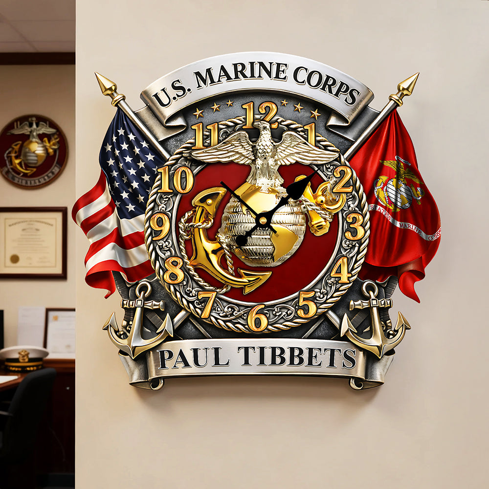 Veteran Wall Clock - Personalized Gifts For Military 1 Layer Acrylic Hanging Wall Clock HUVP030626-Homacus