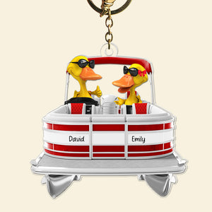 Festive Ducks On A Pontoon – Custom Christmas Keychain For Boating Fans 02qhqn181224-Homacus